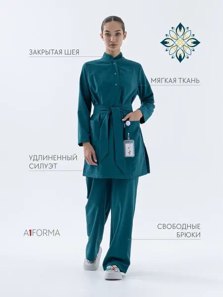 A1 FORMA Медицинский костюм трикотажный теплый изумруд