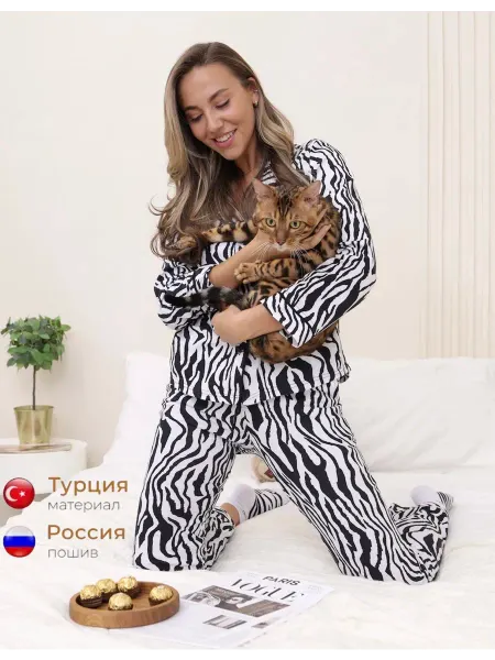 RONY-FASHION Пижама со штанами и рубашкой зибра