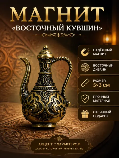 Сувенирная лавка Магнит «Восточный кувшин» в золотистом цвете