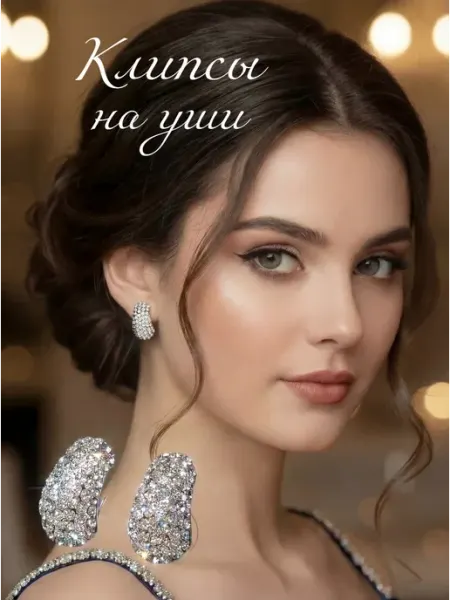 MARTINIКА Клипсы на уши бижутерия с кристаллами