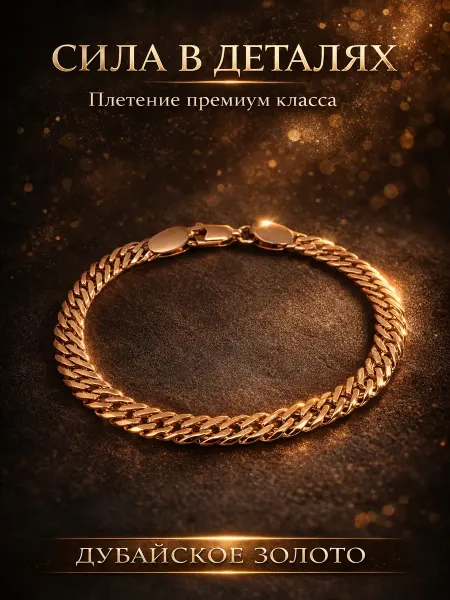 ДУБАЙСКОЕ ЗОЛОТО Браслет на руку 0,5 см мужской женский