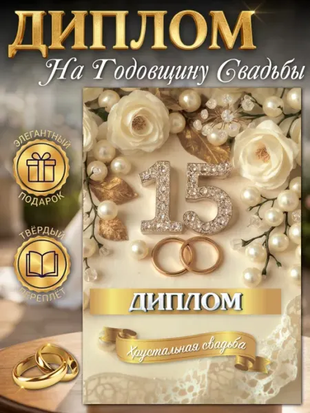 Подарок диплом на годовщину Хрустальная свадьба 15 лет