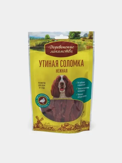 Корм для собак Деревенские лакомства утиная соломка, 90 г