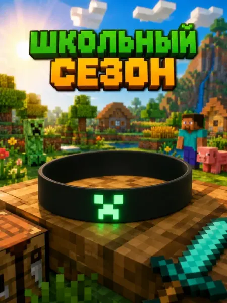 Minecraft Черный браслет крипера Майнкрафт подарок весенний образ