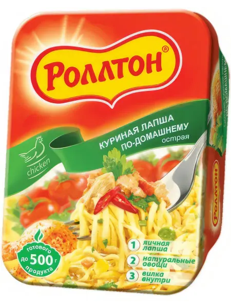 Роллтон Лапша быстрого приготовления куриная острая, 90г