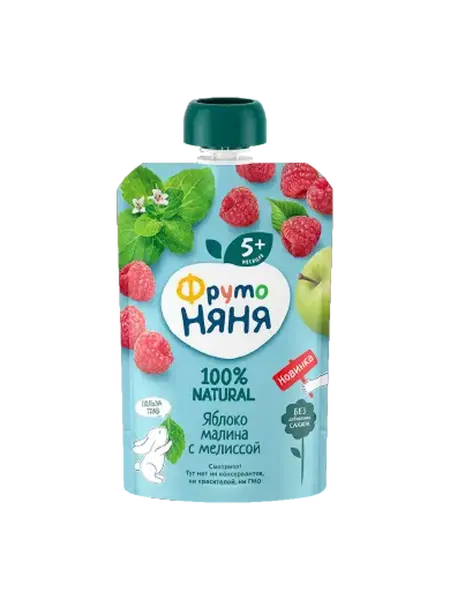ФрутоНяня Пюре яблоко малина мелисса 90г