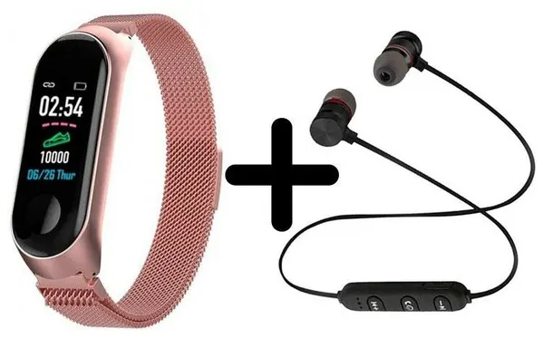 Умные часы BandRate Smart BRSM333PLBRGWB-SET1 с беспроводными наушниками, мониторингом сна, счетчиком калорий