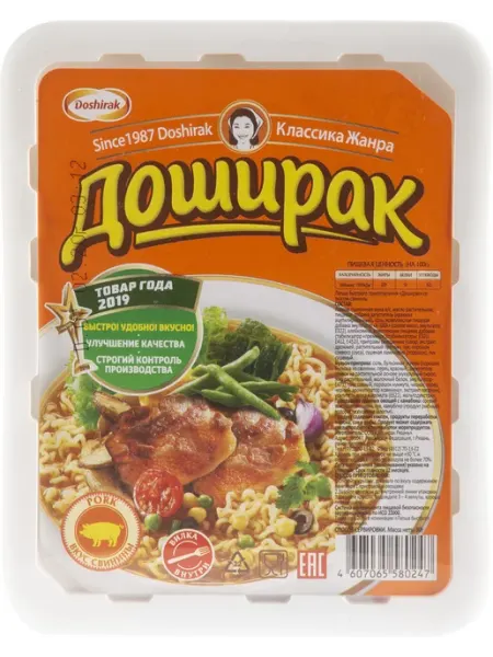 Doshirak Лапша быстрого приготовления Доширак со вкусом свинины 90г