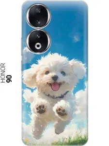 Силиконовый чехол на Honor 90 с принтом "Радостный щенок"