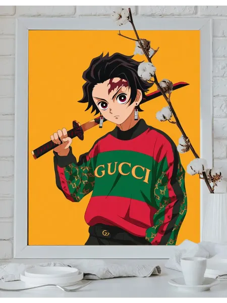 Art on Canvas Модный Тандзиро Картина по номерам на холсте 40х50 см