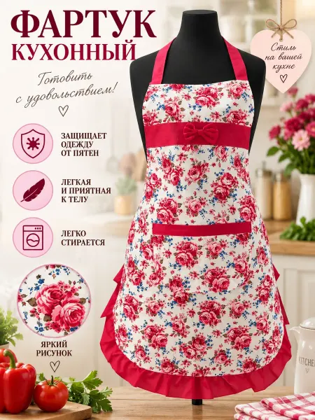 Lapastel Фартук кухонный полиэстер для кухни для готовки для повара