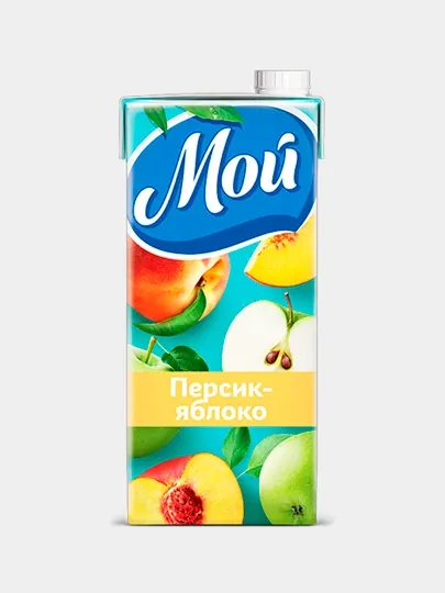 Сок Мой, Персиково-яблочный с мякотью, 0,95 л, 2 шт