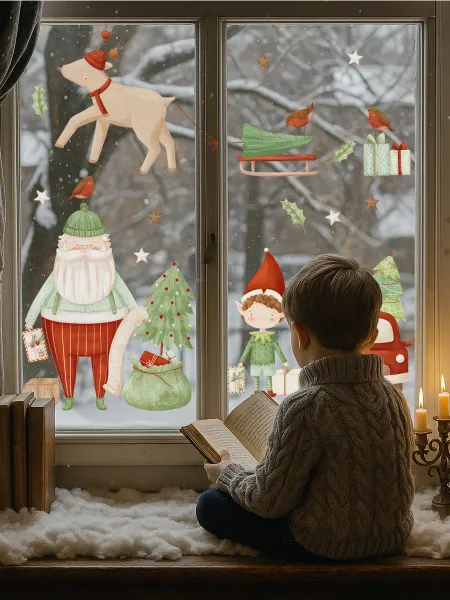 LITTLE ONE STORY Наклейки новогодние В гостях у Санты