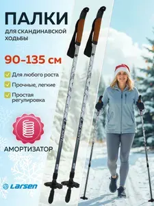 Палки для скандинавской ходьбы Larsen Tracker, 90-135см серый