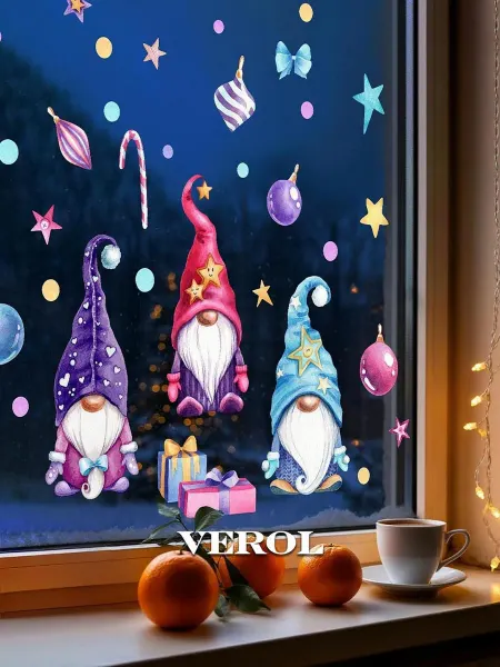 VEROL Новогодние наклейки интерьерные гномы на стену