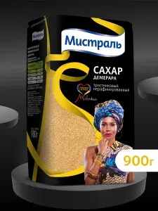 Сахар МИСТРАЛЬ тростниковый нерафинированный Демерара 900 г