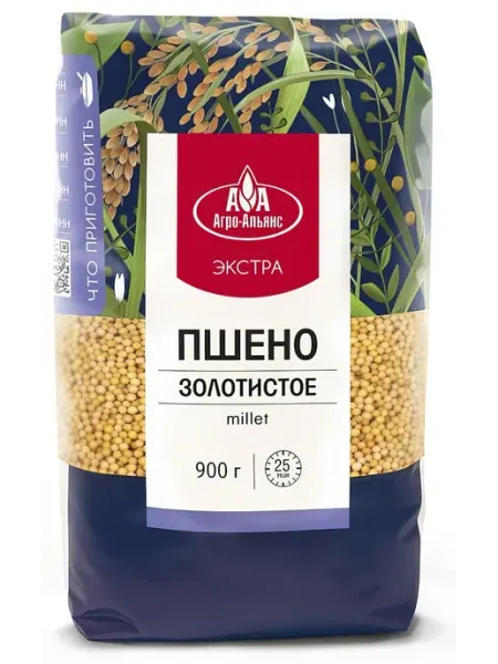 Пшено Агро-Альянс Золотистое экстра, 900 г