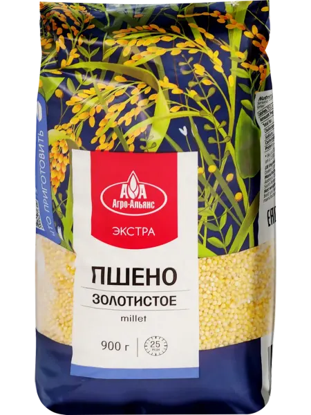 Пшено Золотистое "Агро-Альянс Экстра" 2 шт. по 900г