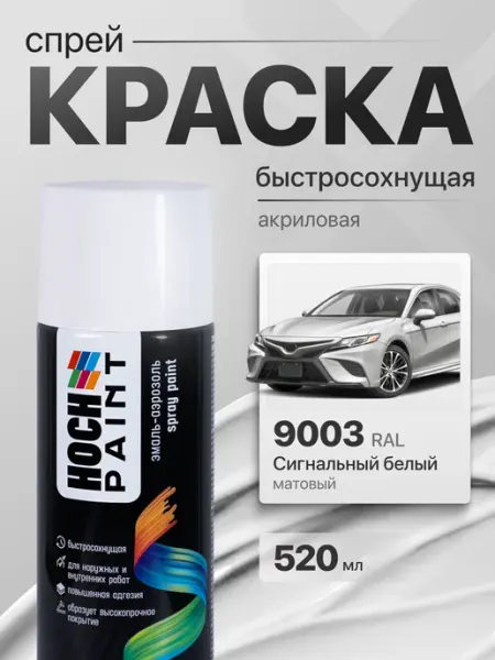 Hoch Paint Краска автомобильная сигнальный белый матовый 9003, 520 мл