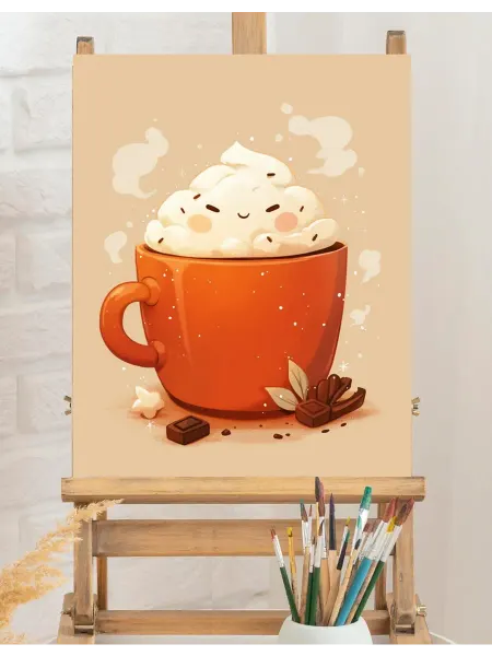 Art on Canvas Вкусное какао Картина по номерам на холсте 40х50 см