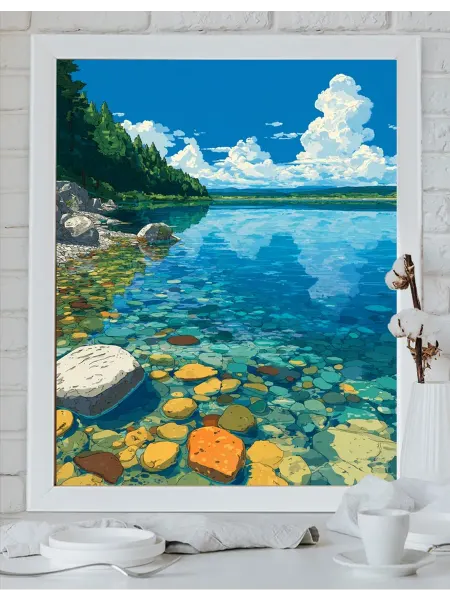 Art on Canvas Живописное озеро Картина по номерам на холсте 40х50 см