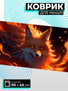 Коврик для мышки большой Лиса, 900х400, для мышки и клавиатуры