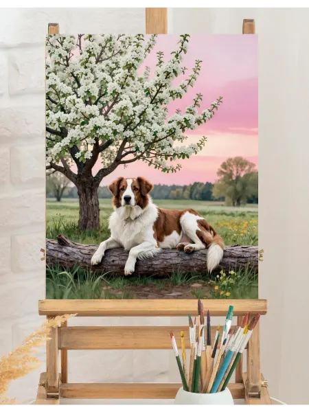Art on Canvas Собачка Картина по номерам на холсте 40х50 см