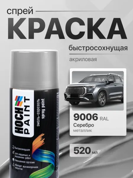Hoch Paint Краска автомобильная спрей серебро 9006, 520 мл