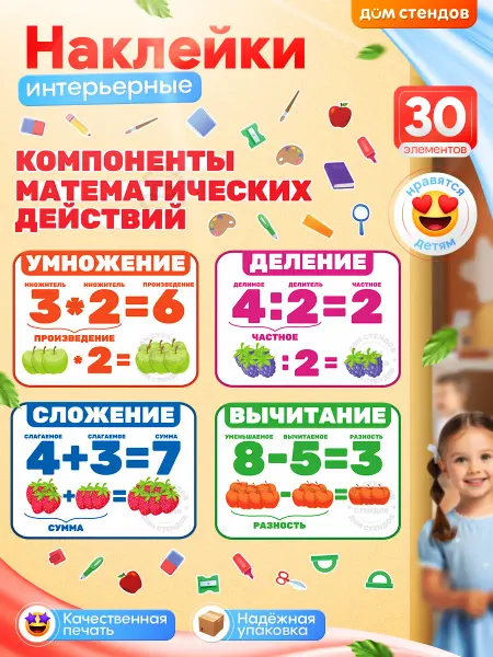 Дом Стендов Наклейки, детские развивающие на стену, в кабинет математики