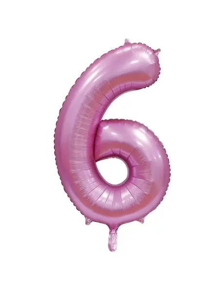 Весёлая затея Шар фольгированная Цифра 6 Сатин Pink 102см