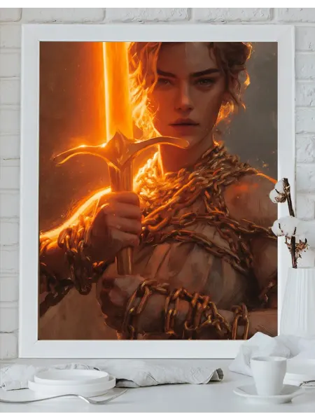Art on Canvas Воительница Картина по номерам на холсте 40х50 см