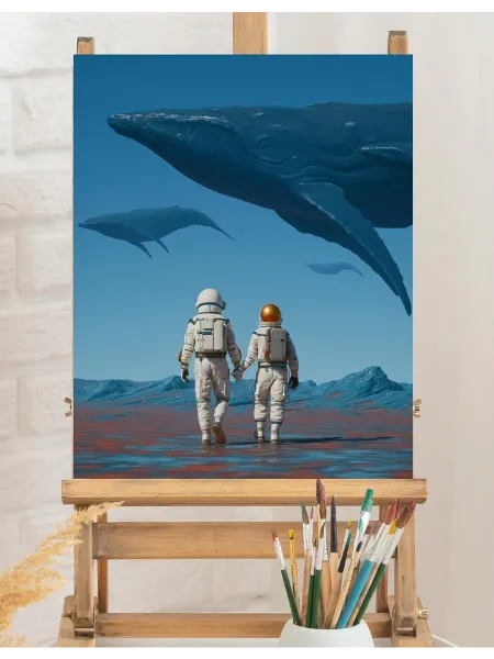 Art on Canvas Космические киты Картина по номерам на холсте 40х50 см