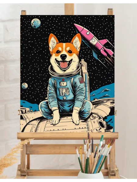 Art on Canvas КосмоКорги Картина по номерам на холсте 40х50 см