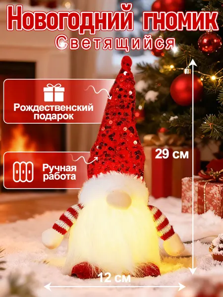 Новогодние игрушки гномы под елку с подсветкой