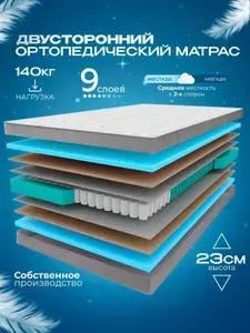 Ортопедический пружинный односпальный матрас VITAFLEX Anatomic G Sk 90х195 см, ппу, двусторонний, с кокосом, средней жесткости, в рулоне