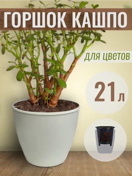 AR-TE Горшок для цветов пластиковый большой белый 20 литров