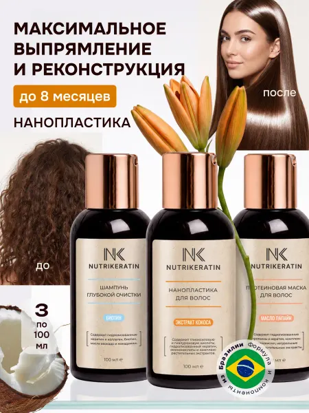NUTRIKERATIN Нанопластика для волос выпрямление профессиональный набор