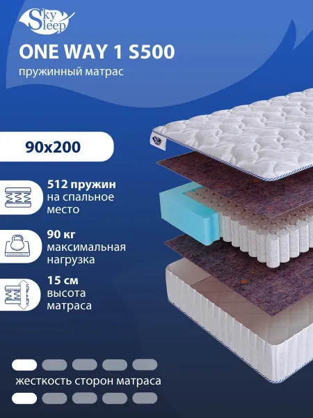 SkySleep Матрас 90x200 ортопедический пружинный на кровать и диван