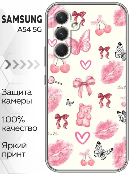Marketclub Чехол на Samsung Galaxy A54 бантики вишенки