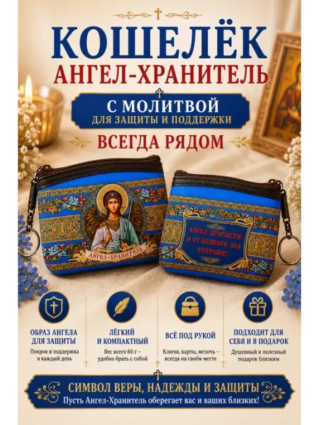 BLT Кошелёк- сумочка, ключница православная Ангел Хранитель