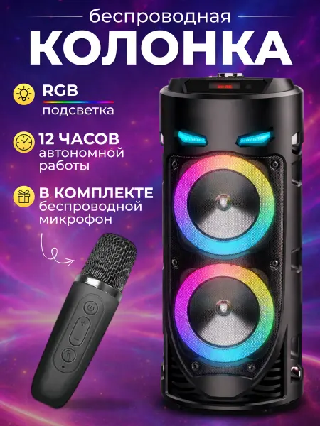 DREAMING HOUSE Колонка беспроводная bluetooth с 1 беспроводным микрофоном
