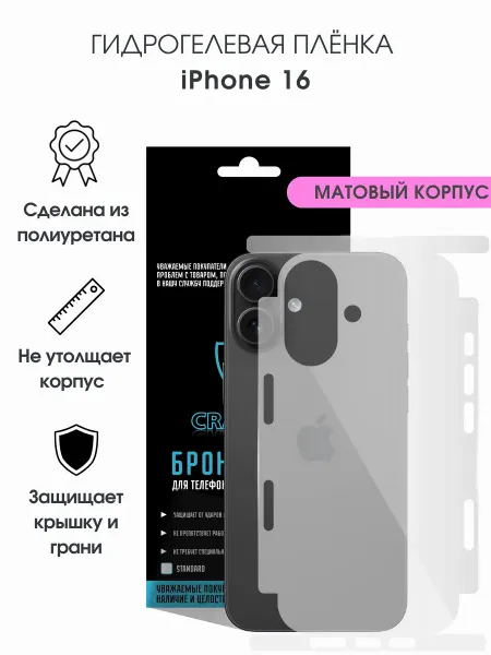 CRASH ME Защитная гидрогелевая пленка на корпус iPhone 16