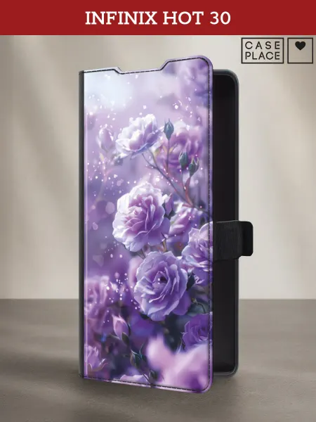 Infinix Чехол-книжка на Hot 30 с цветочками