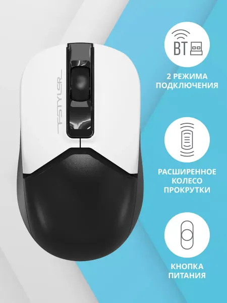 A4TECH Мышь беспроводная Fstyler FB12 черная белая USB