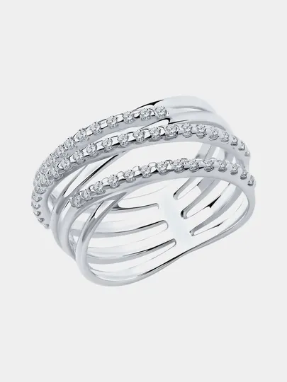 Кольцо из серебра 925 с фианитами SOKOLOV, 94012050