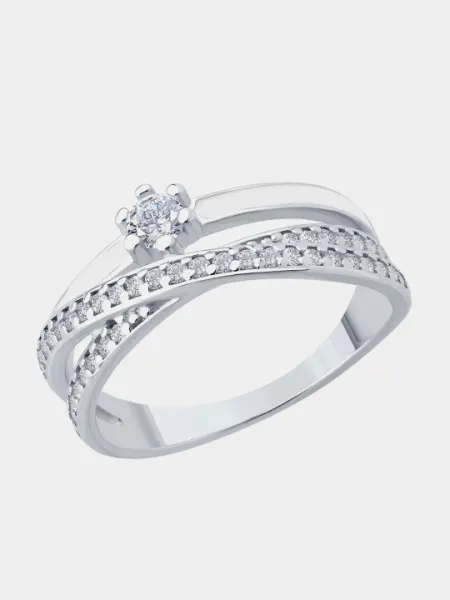 Кольцо из серебра 925 с фианитами и эмалью SOKOLOV, 94014470