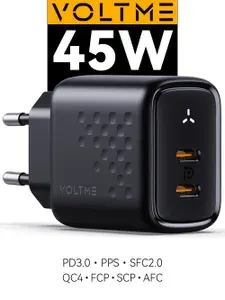 Зарядное устройство VOLTME Revo 45 Duo CA GaN, 45 Вт W / Блок питания USB Type C A, SFC 2.0 PD 3.0, QC4+, AFC / Быстрая зарядка для телефона Samsung и др, сетевой адаптер черный Online Box
