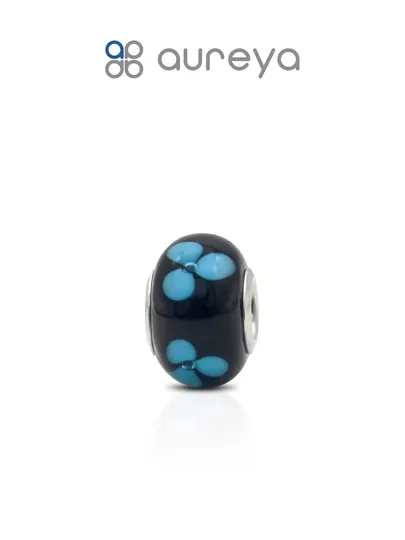 Шарм из серебра 925 пробы с родием, вставки: Стекло ювелирное Мурано (PB8759)