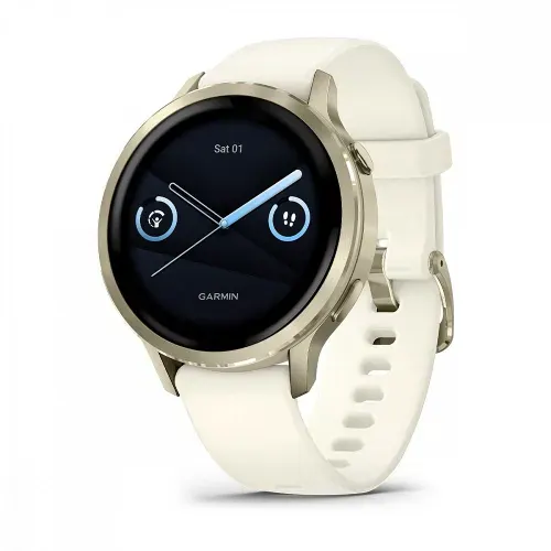 Умные часы Garmin Venu 4 - 41mm лунно-золотистый с силиконовым ремешком цвета слоновой кости (010-03013-00)