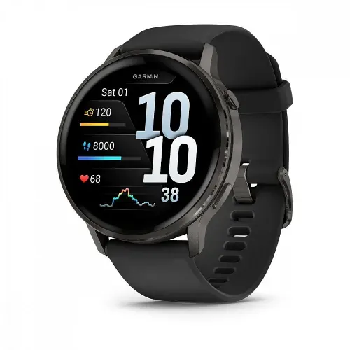 Смарт-часы Garmin VENU 4 - 45mm темно-серый с черным ремешком (010-03014-00)